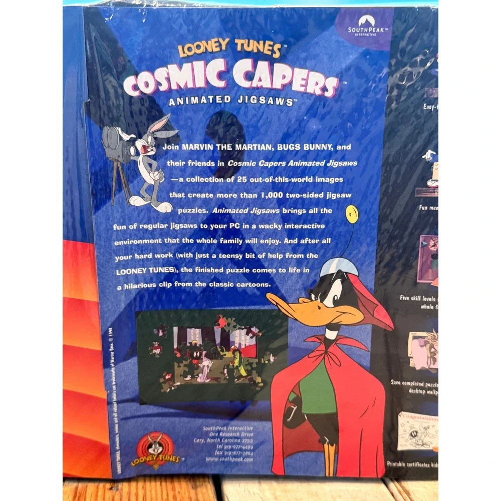 VTG 1998 SEALED Looney Tunes Cosmic Capers Animated Jigsaws PC w/Sylvester Plush